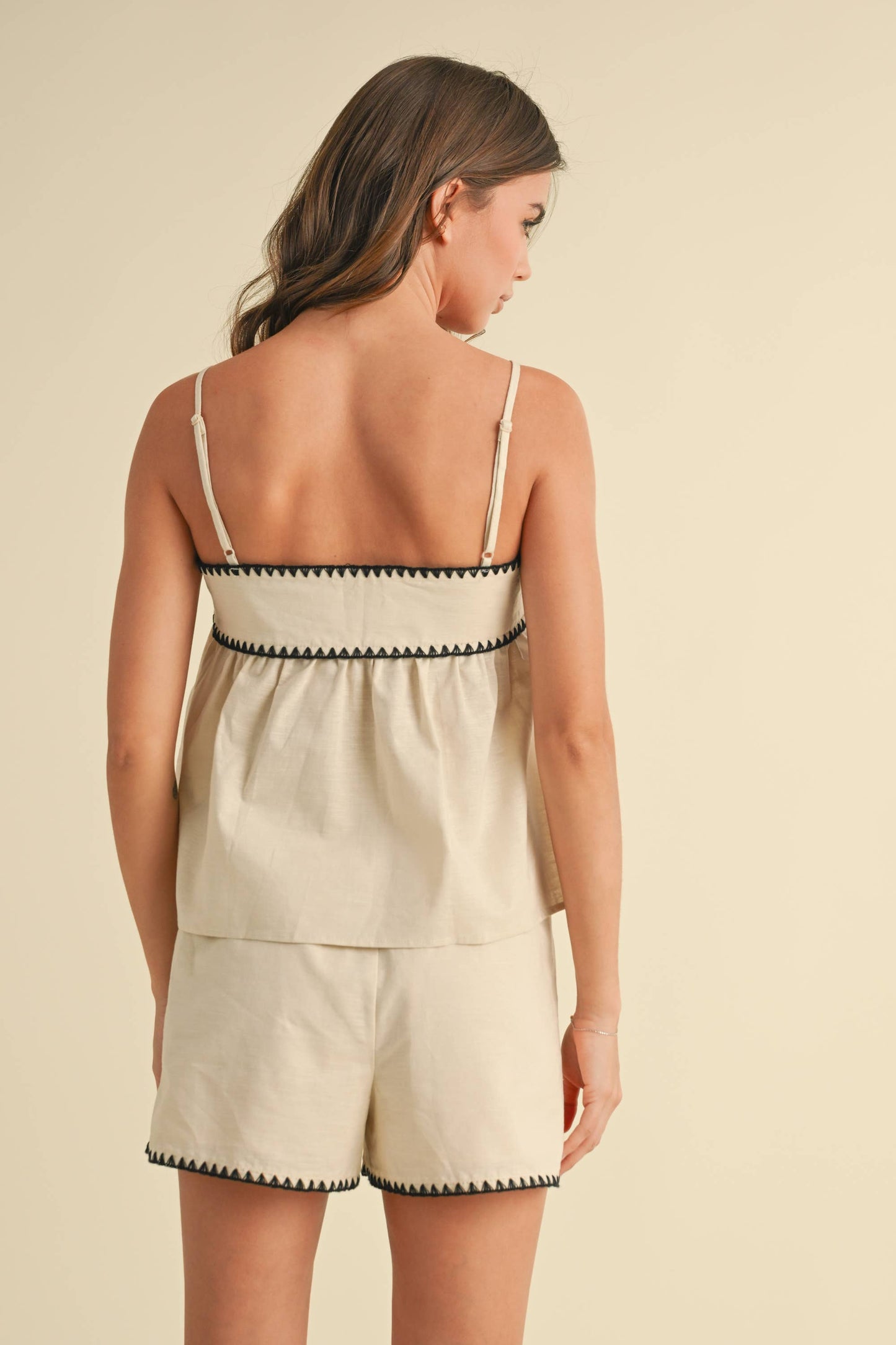 Stitch Detail Linen Top