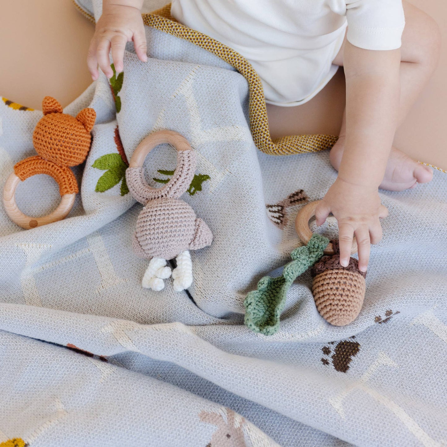 Teether Acorn Cotton Rattle