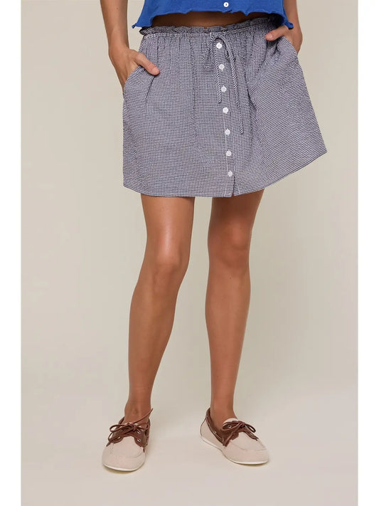 Gingham Button-Up Mini Skirt