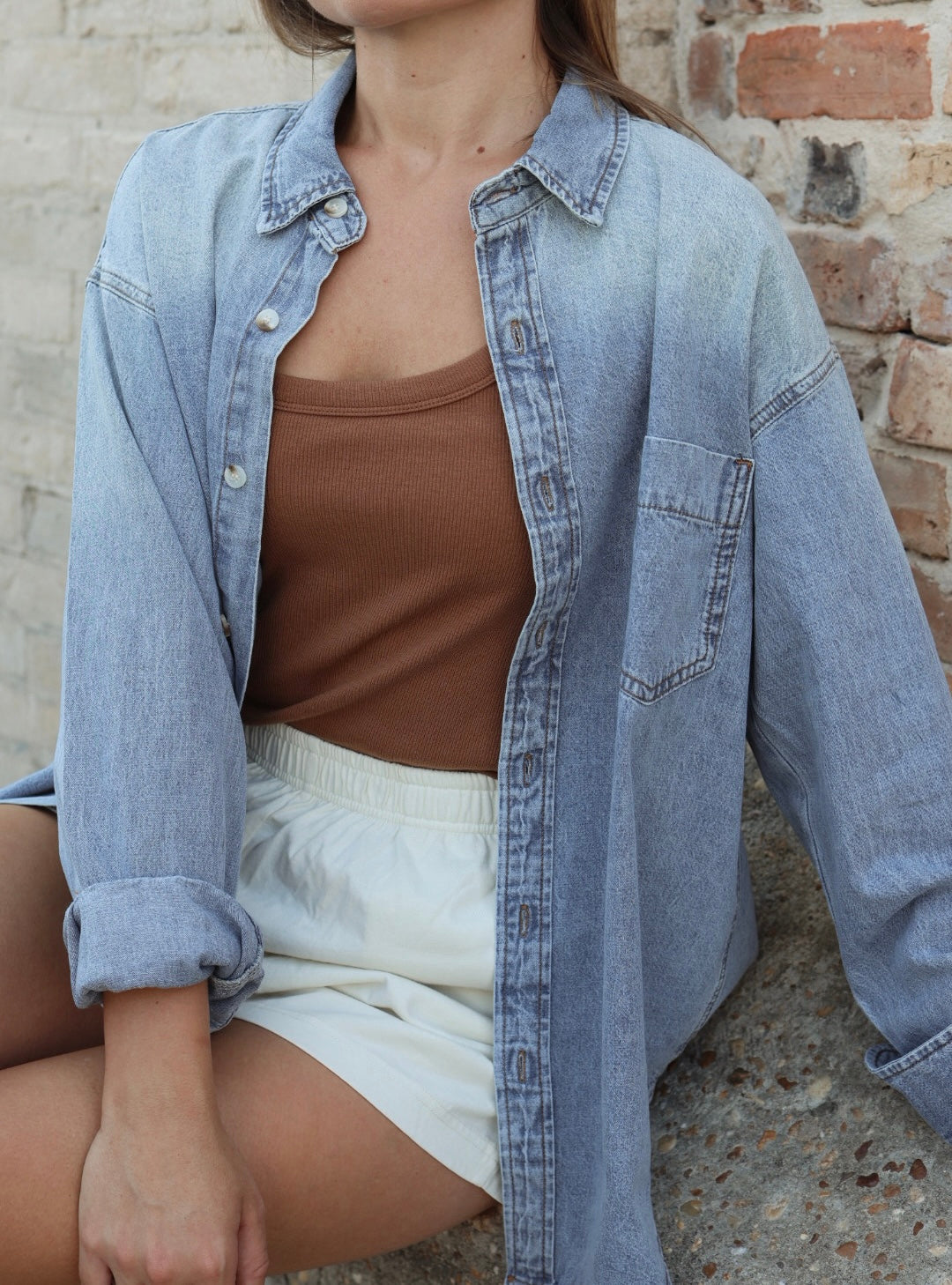 Cotton Denim Button Down