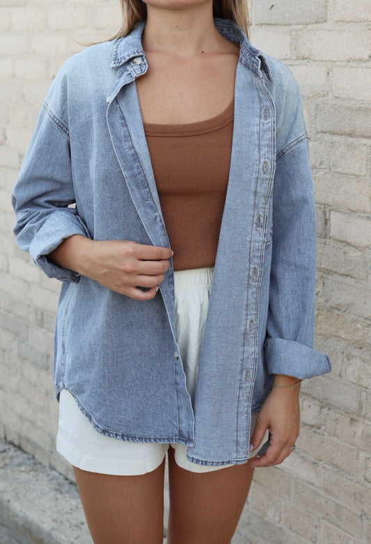 Cotton Denim Button Down