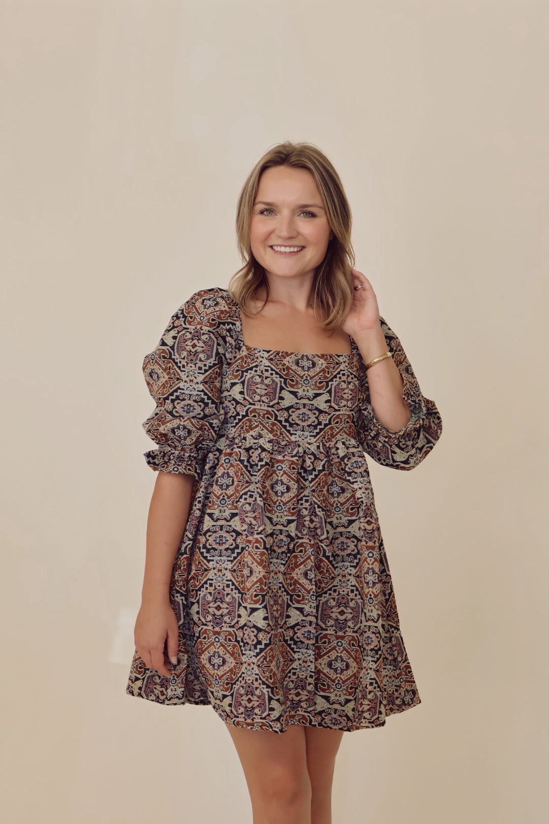 Ornate Babydoll Mini Dress