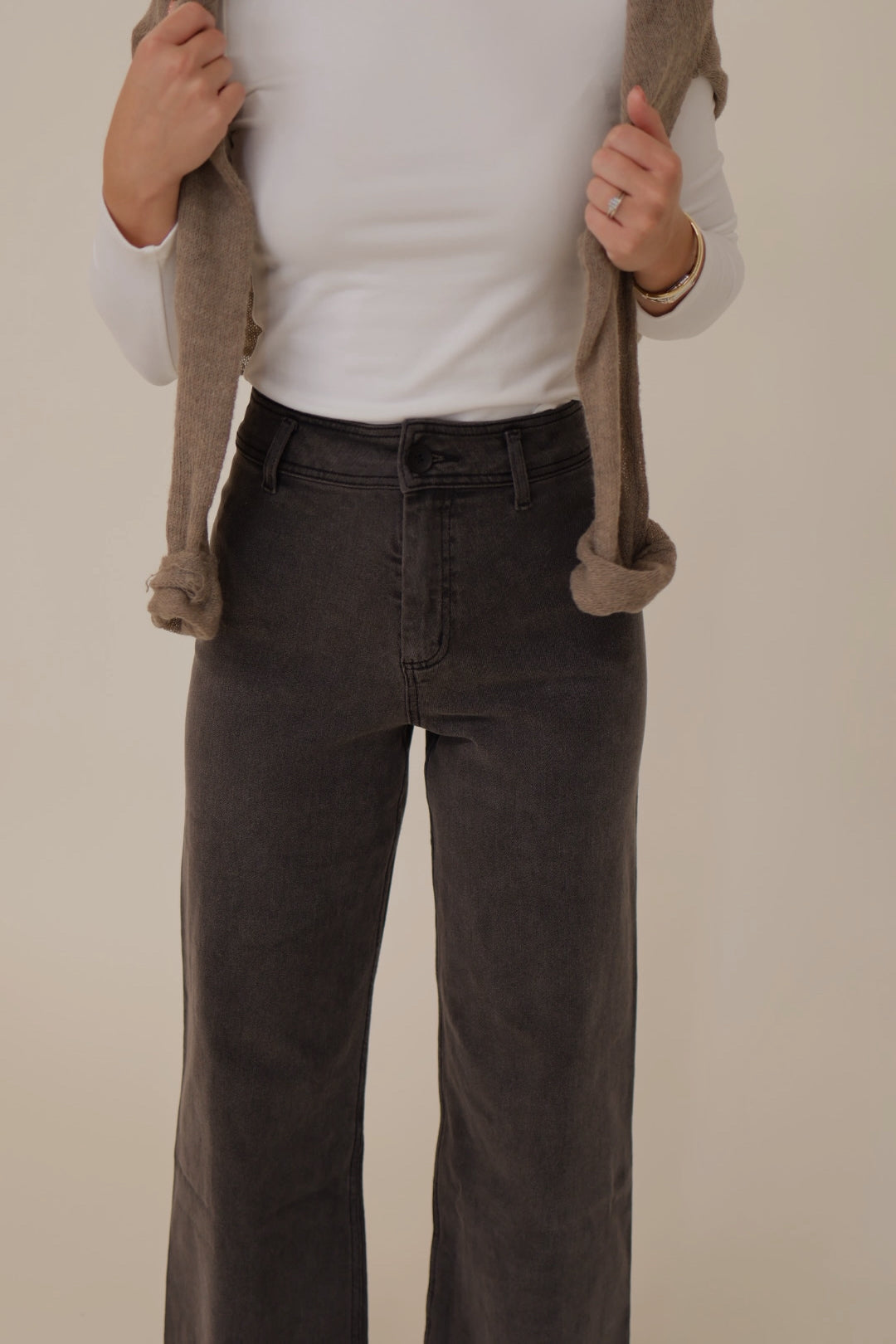 Wide Leg Pants in Charcoal