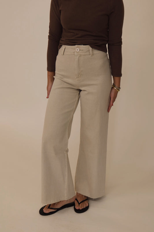Wide Leg Pants in Oat