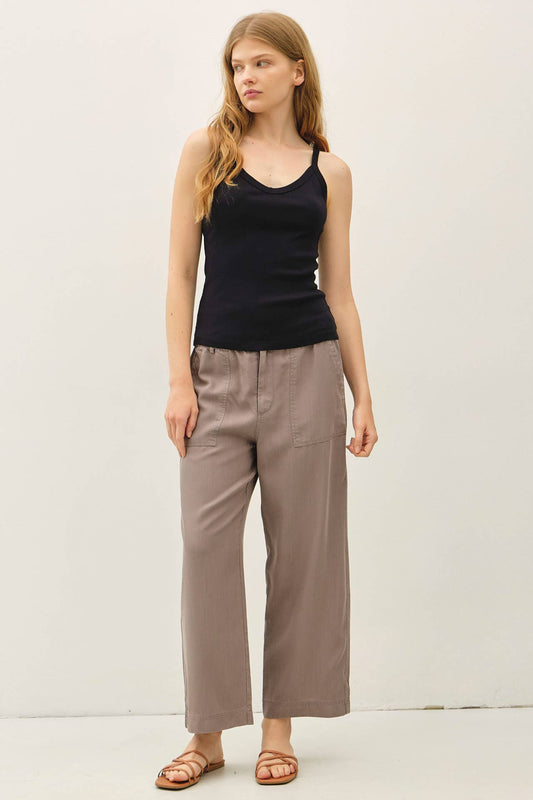 Wide Leg Tencel Pant / Earth Grey