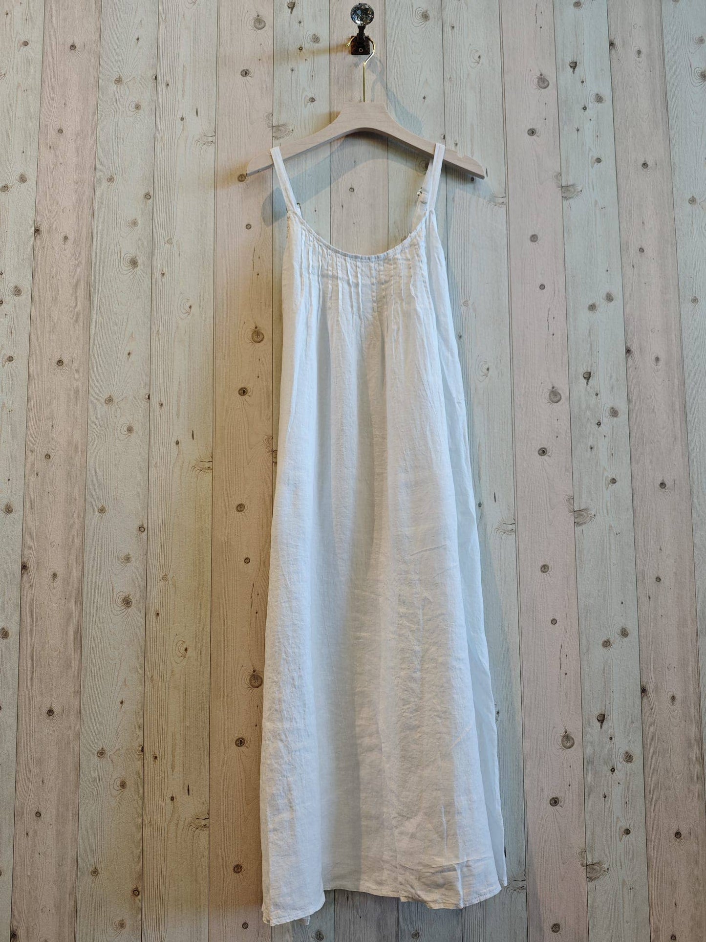 Linen Strap Dress - White