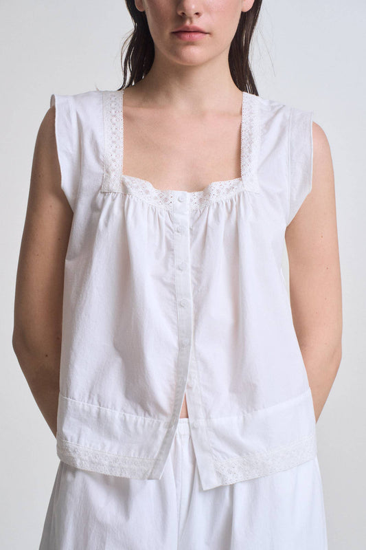 Eyelet Trim Detail Top