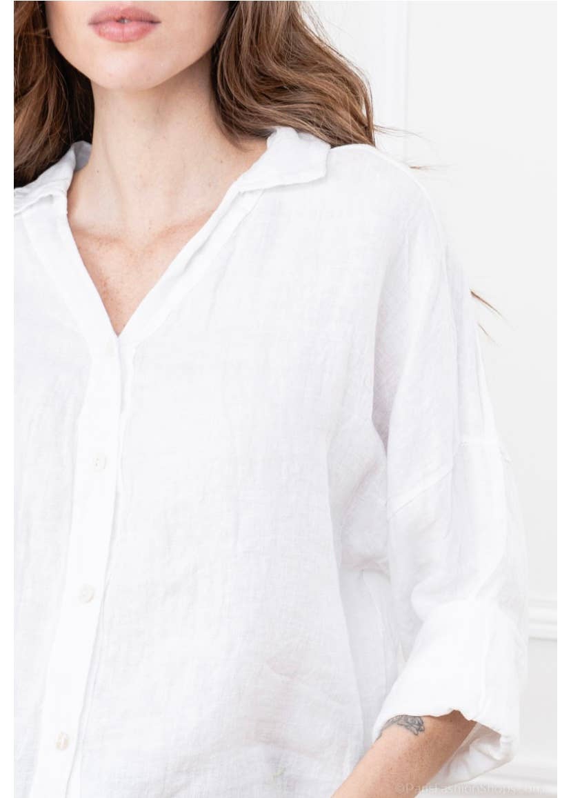 Linen Button Up- White