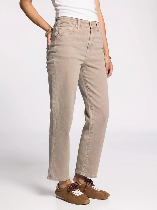 Alex Mid-Rise Straight in Taupe