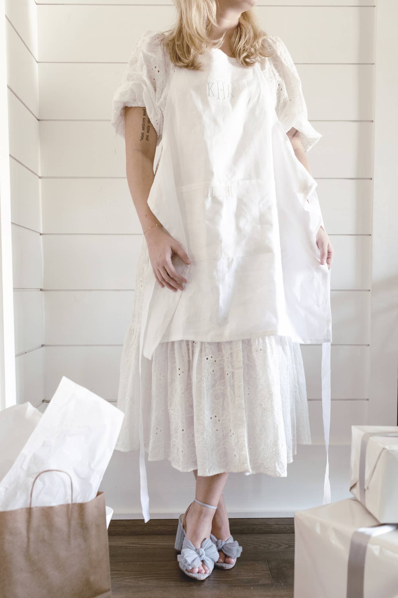 Heirloom White Apron - 100% Linen
