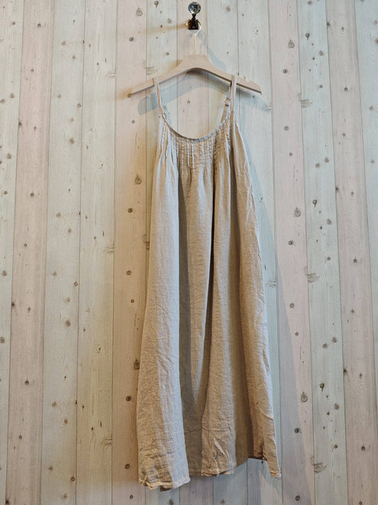 Linen Strap Dress - Beige