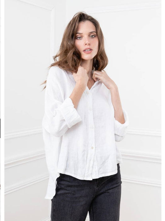 Linen Button Up- White