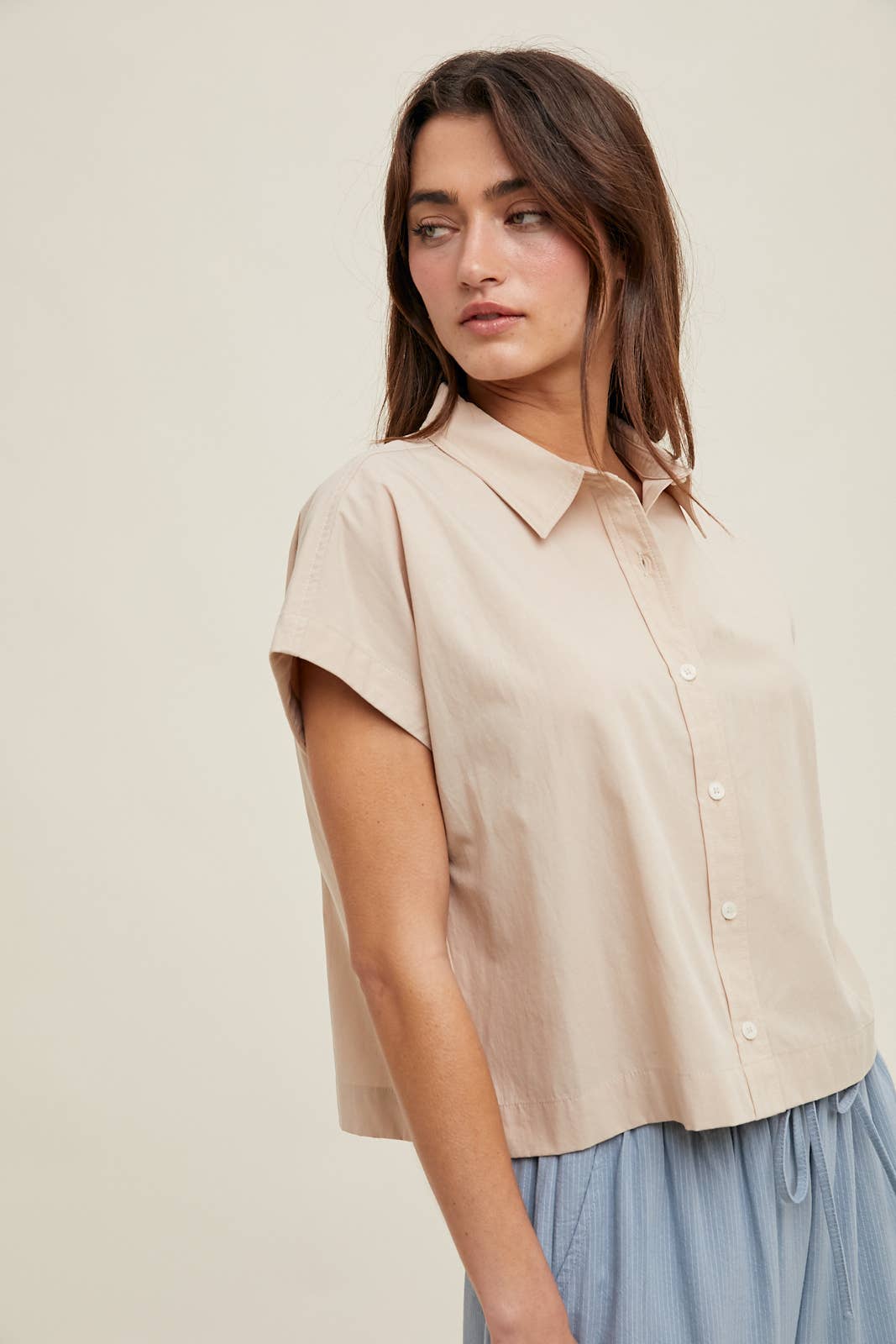 Cropped Button-up Shirt