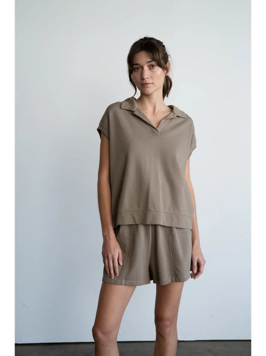 Riley Relaxed Sweatshirt Top- Mocha