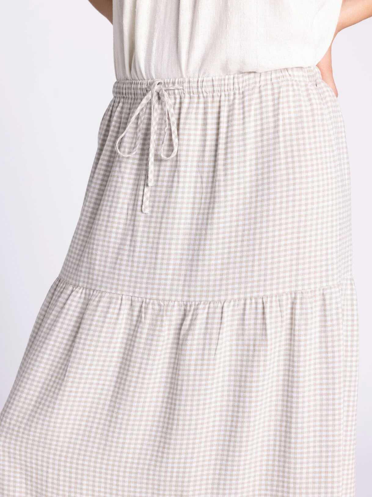 Caelis Skirt in Sand Gingham