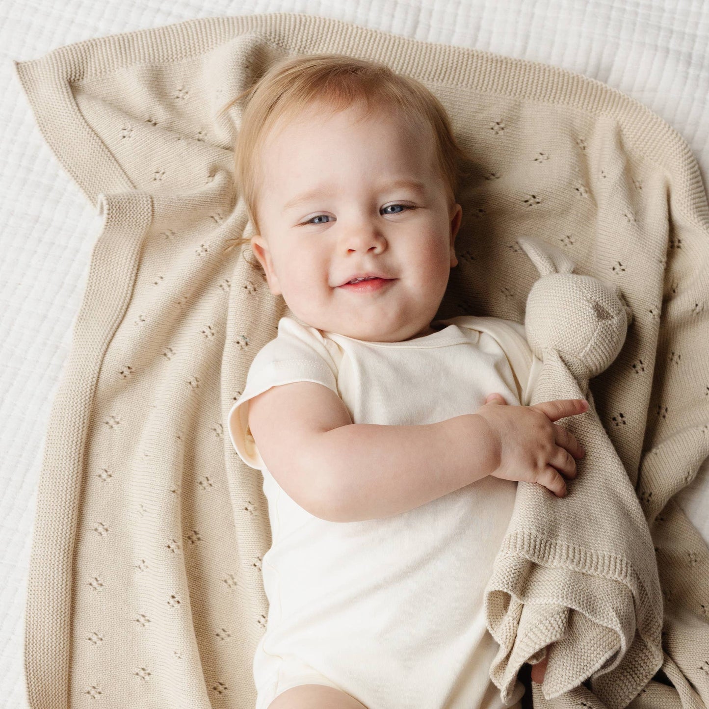 Taupe Heirloom Pique Baby Blanket - Organic Cotton