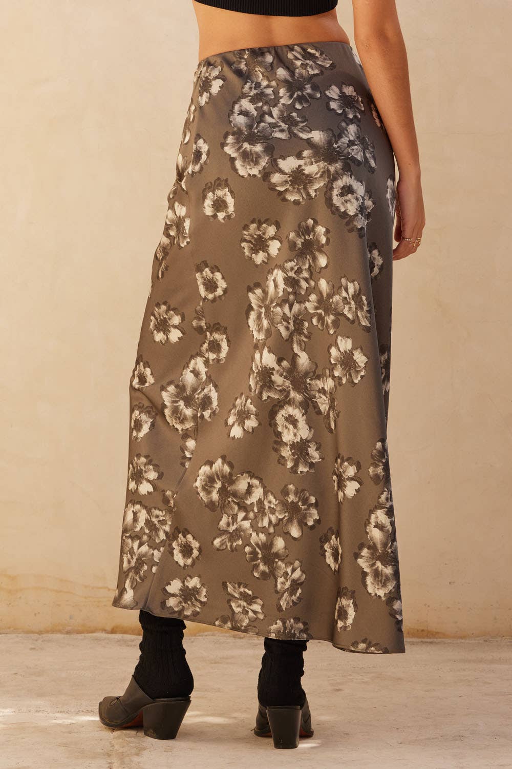 Floral Satin Maxi Skirt