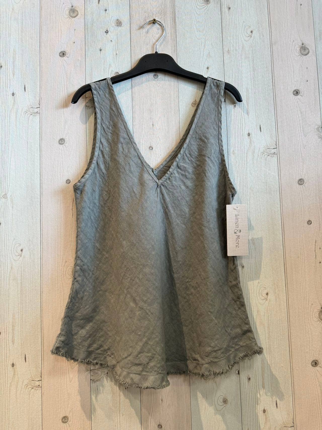 Sleeveless Linen Top / Herb