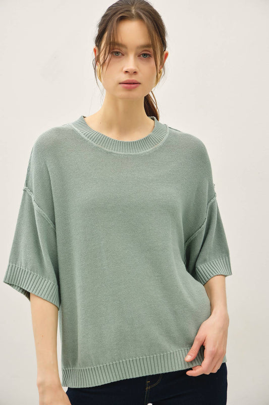 Oversized Sweater Top- Jade