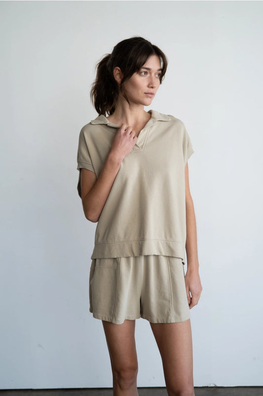 Rachel Relaxed Sweatshirt Top- Khaki