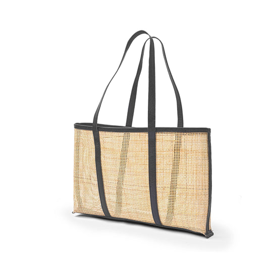 Carryall Rattan Leather Tote