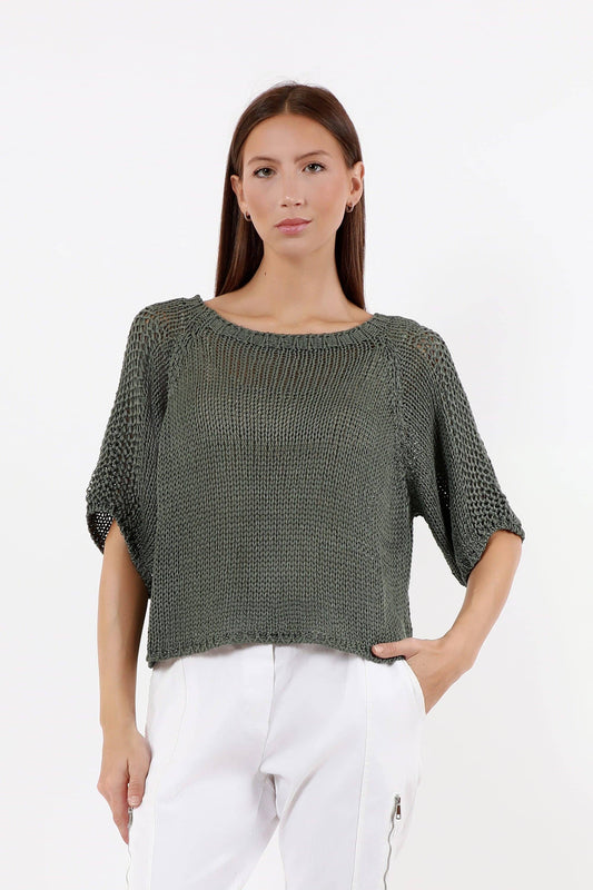 Knit Ballet Sleeve Sweater / Forest