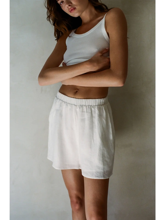 Lydia Linen Shorts - White