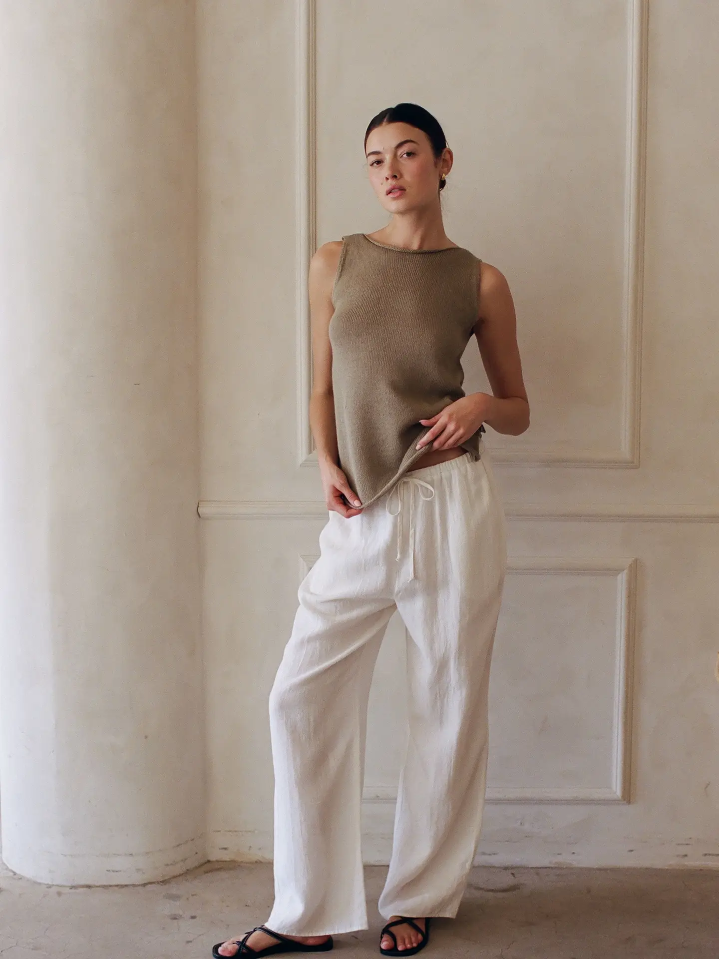 Ramie Knit Tank - Moss