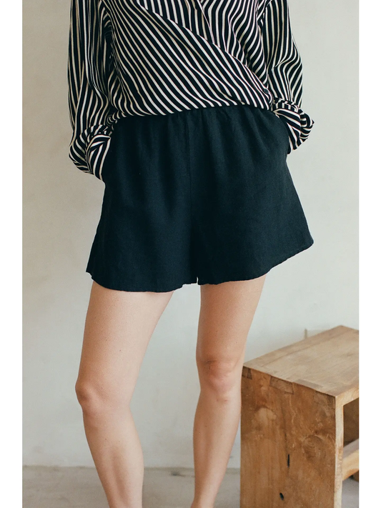 Lydia Linen Shorts - Black