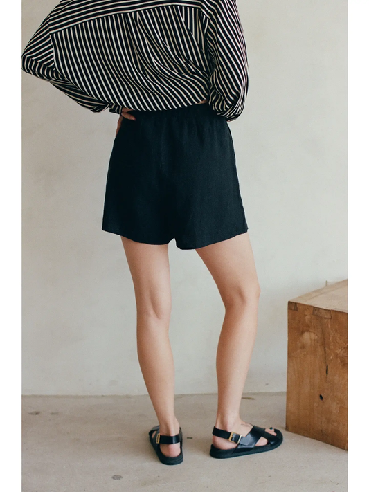 Lydia Linen Shorts - Black