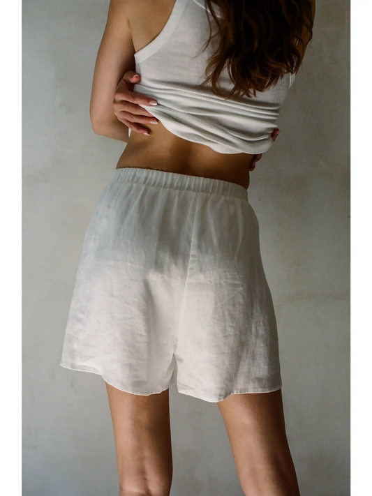 Lydia Linen Shorts - White