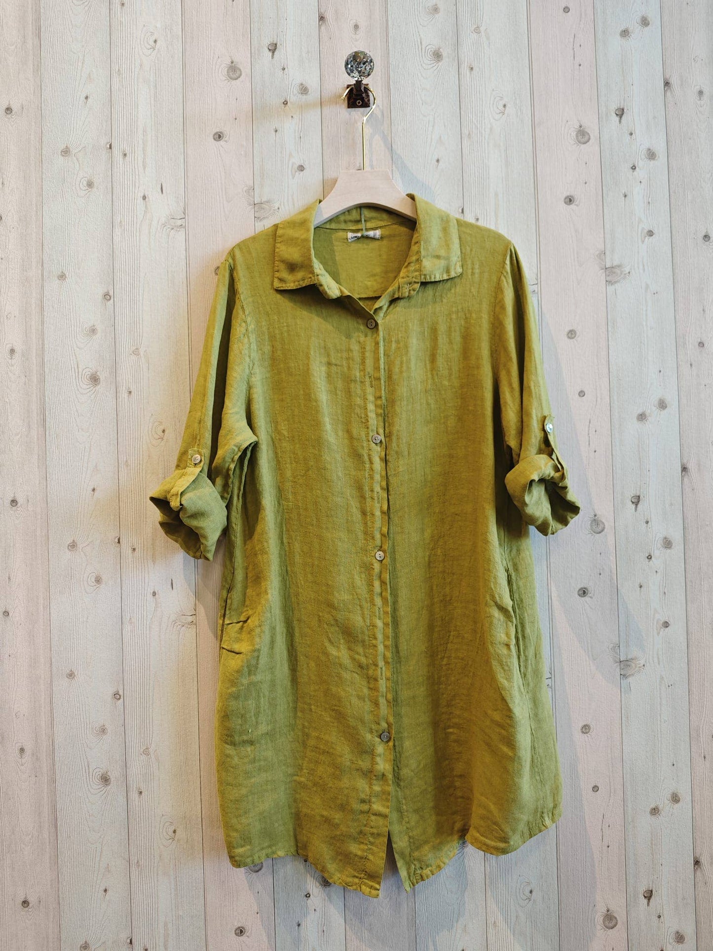 Ref-89075 SHORT SHIRT 100% LINEN: Marino