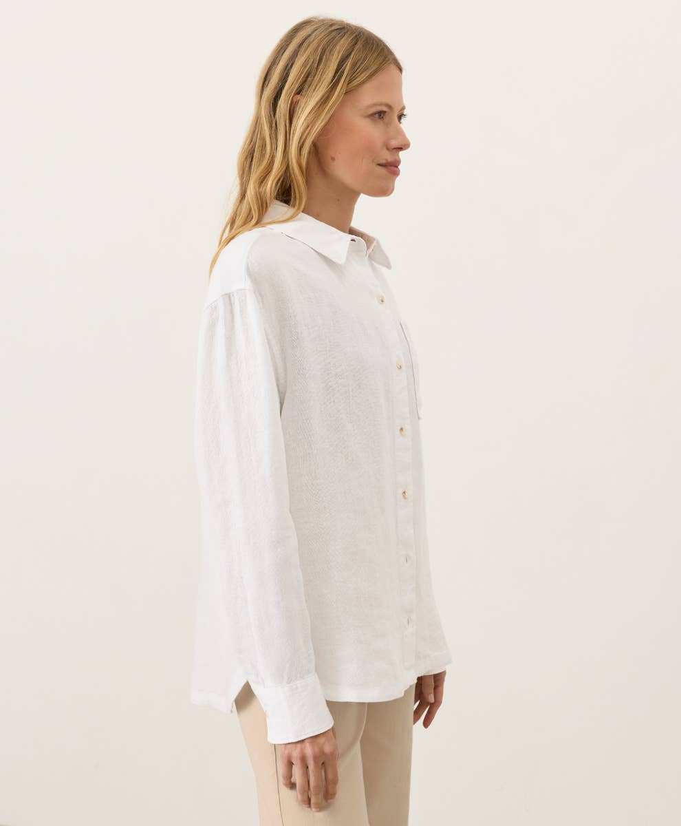 Linen Relaxed Shirt- White