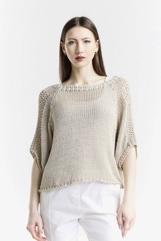 Knit Ballet Sleeve Sweater / Natural