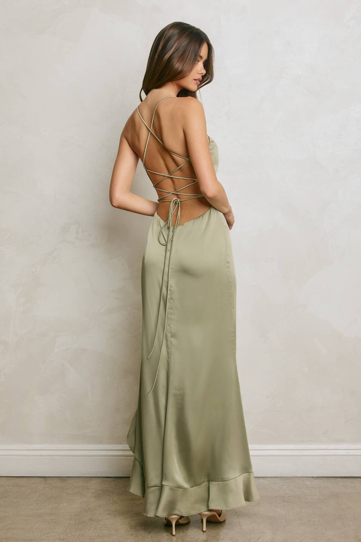 Ruffled Maxi Dress- Sage