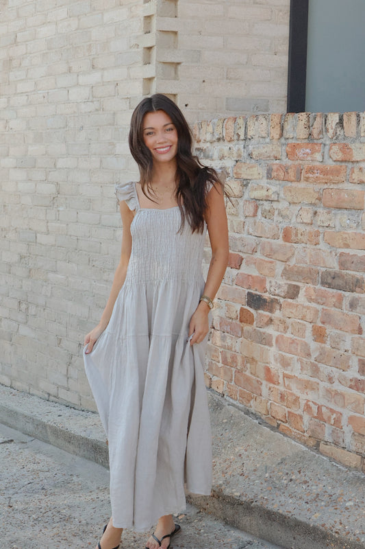 Linen Ruffle Dress
