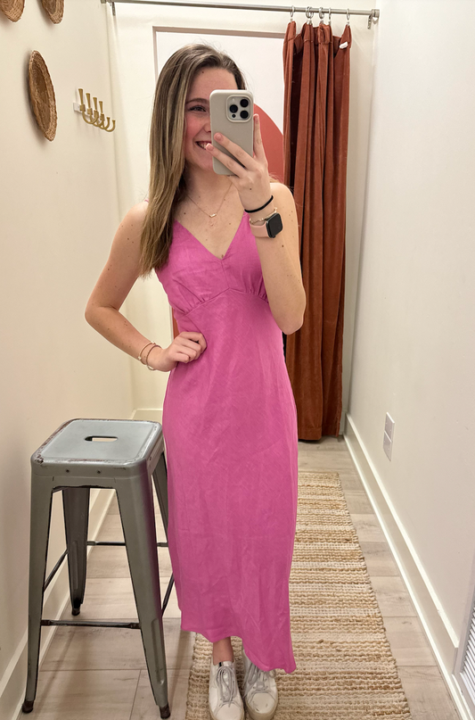 Paisley Midi Dress - Pink