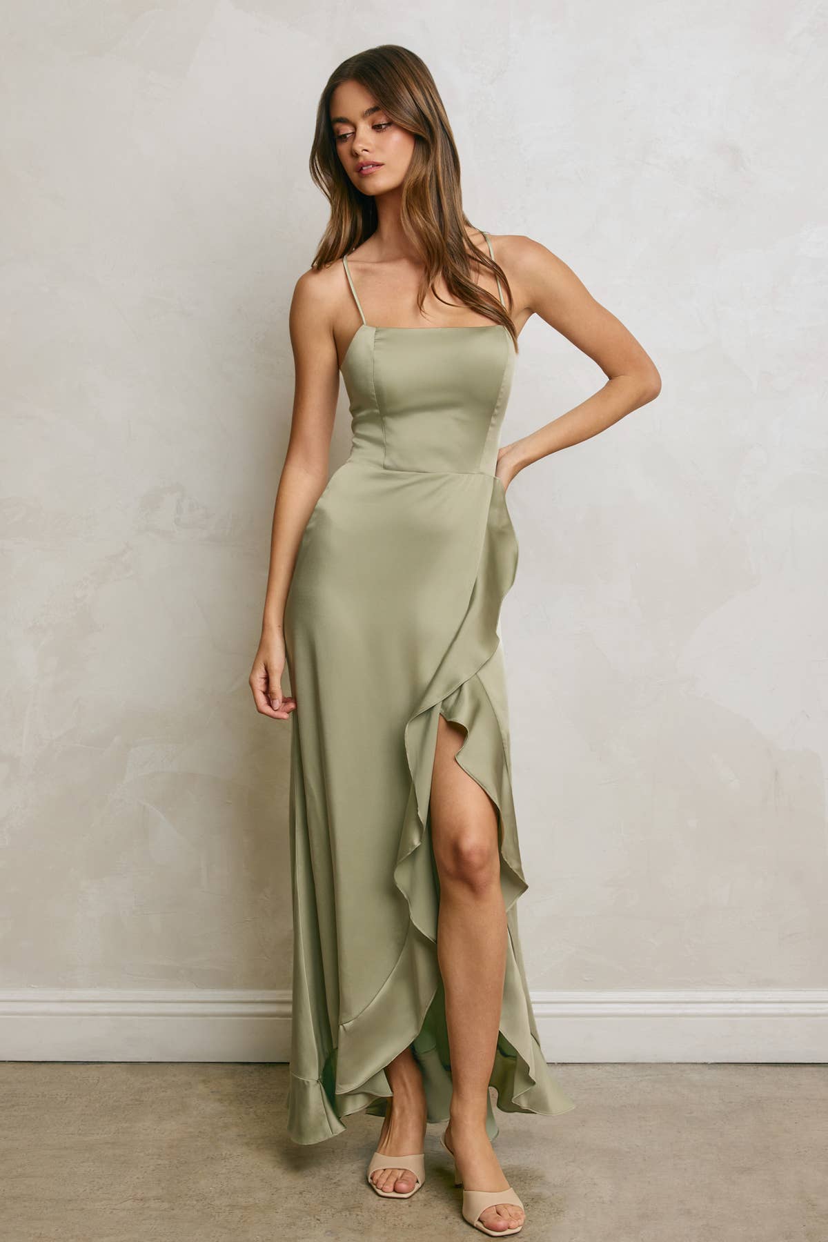 Ruffled Maxi Dress- Sage
