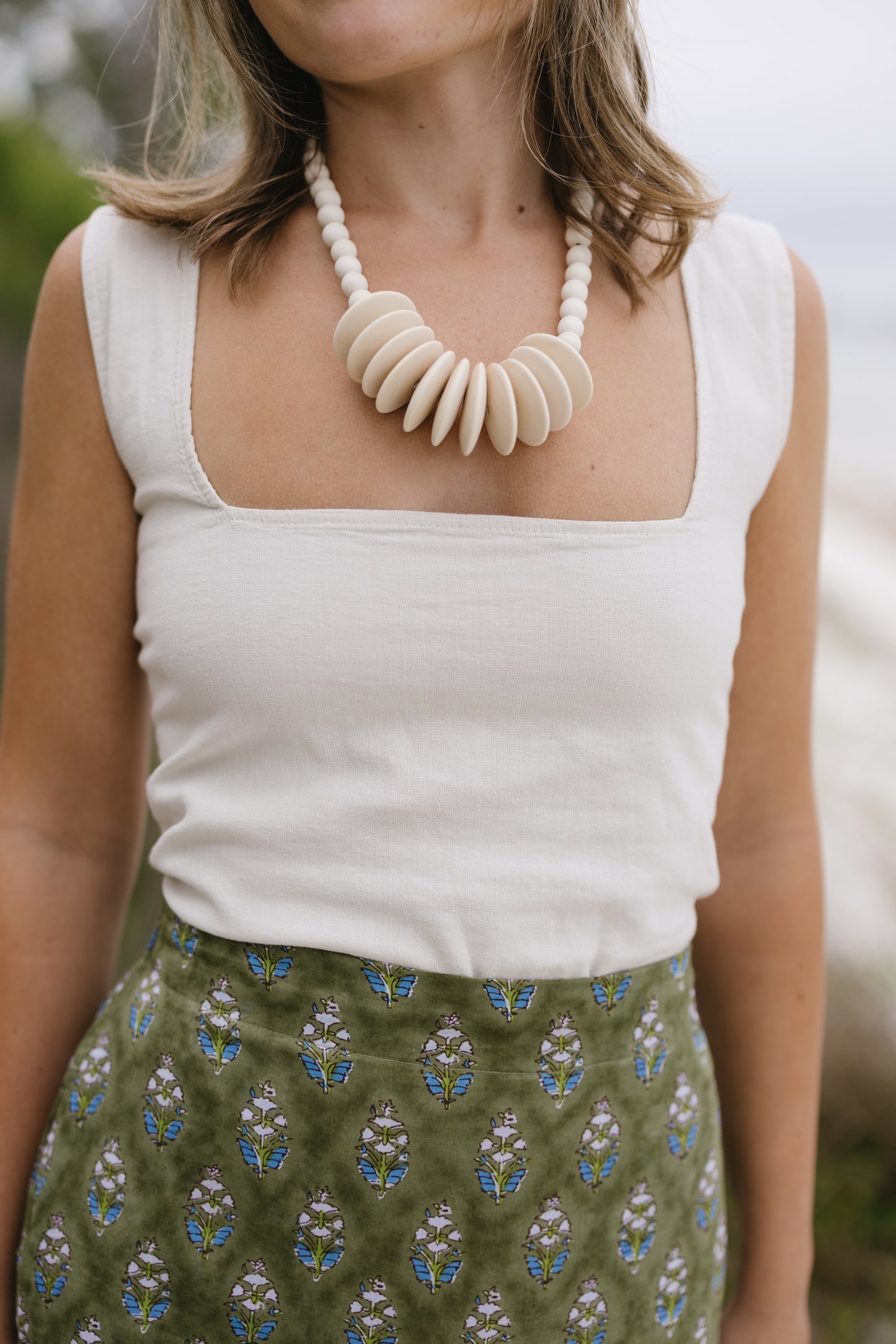 Wood Disk Bead Necklace