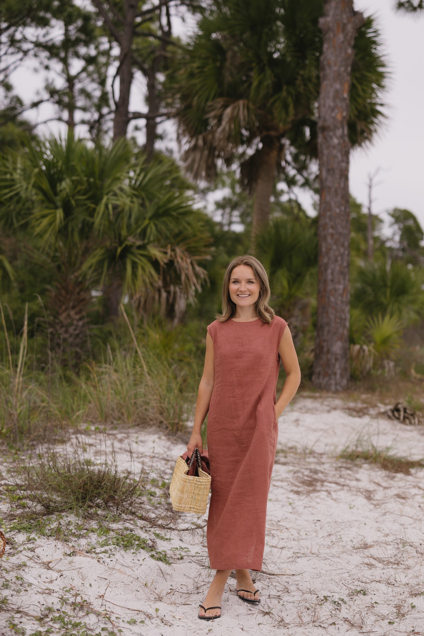 Linen Sabrina Dress: Burl Wood