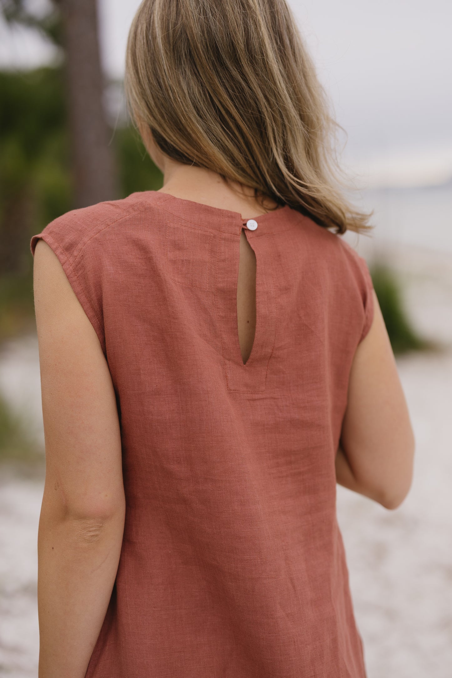Linen Sabrina Dress: Burl Wood
