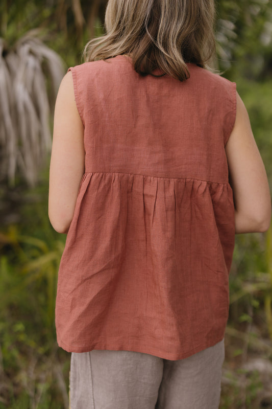 Linen Noir Top: Burl Wood