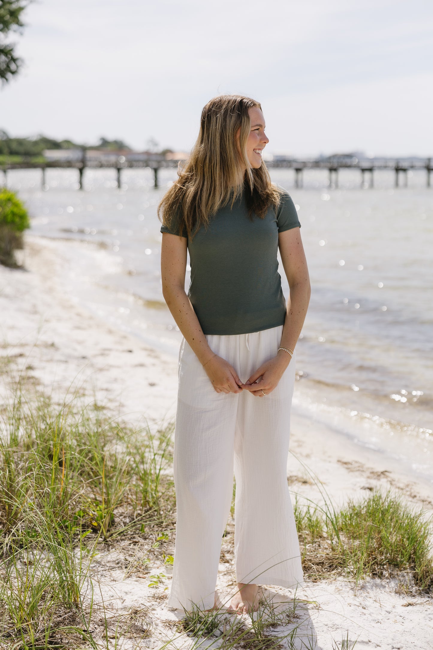 Ribbed Essential Tee- Harbour