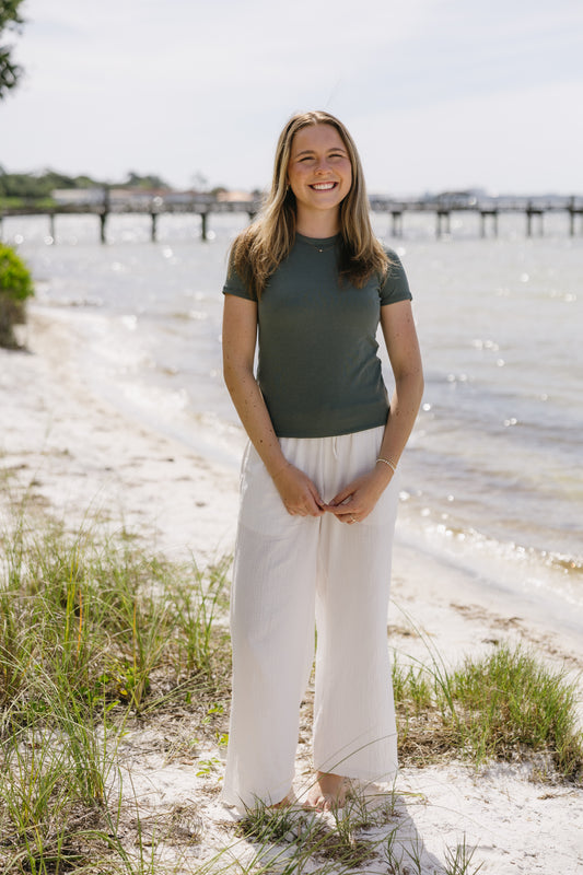 Ribbed Essential Tee- Harbour