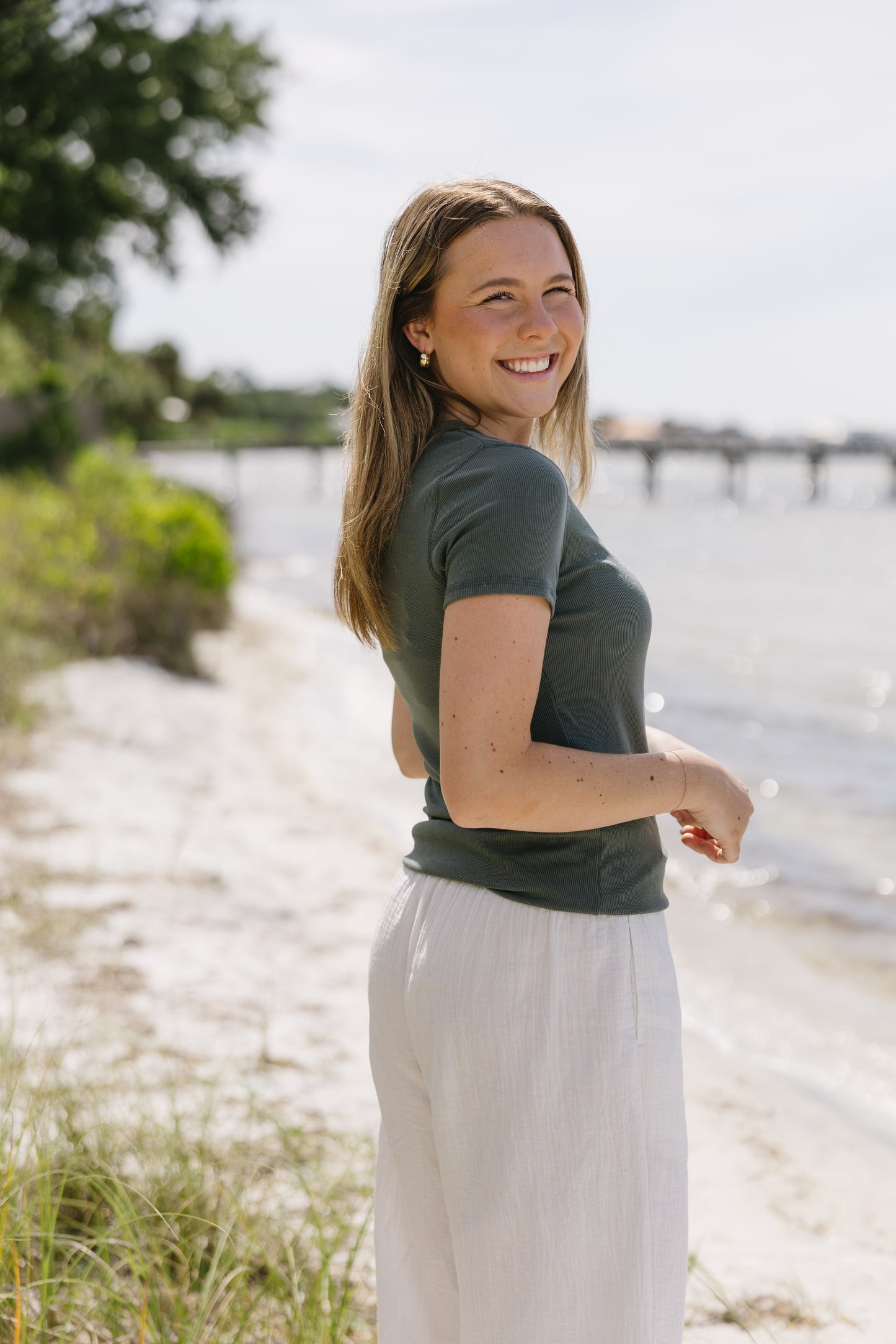Ribbed Essential Tee- Harbour