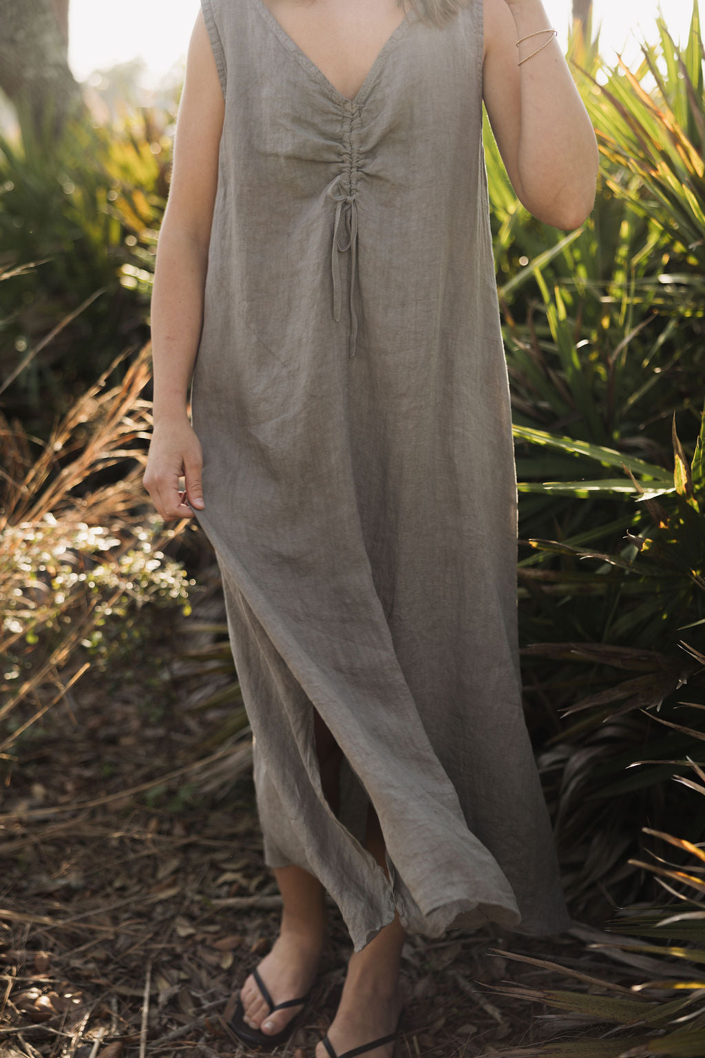 Sleeveless Linen Dress - Mole