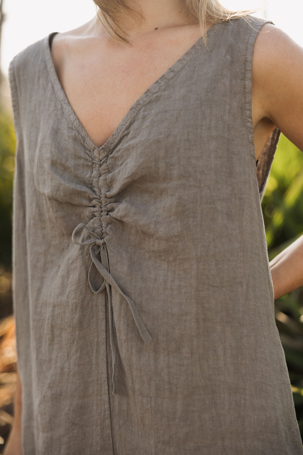 Sleeveless Linen Dress - Mole
