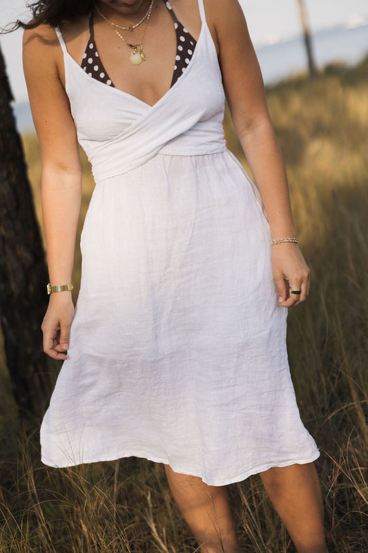 Crossover Linen Dress