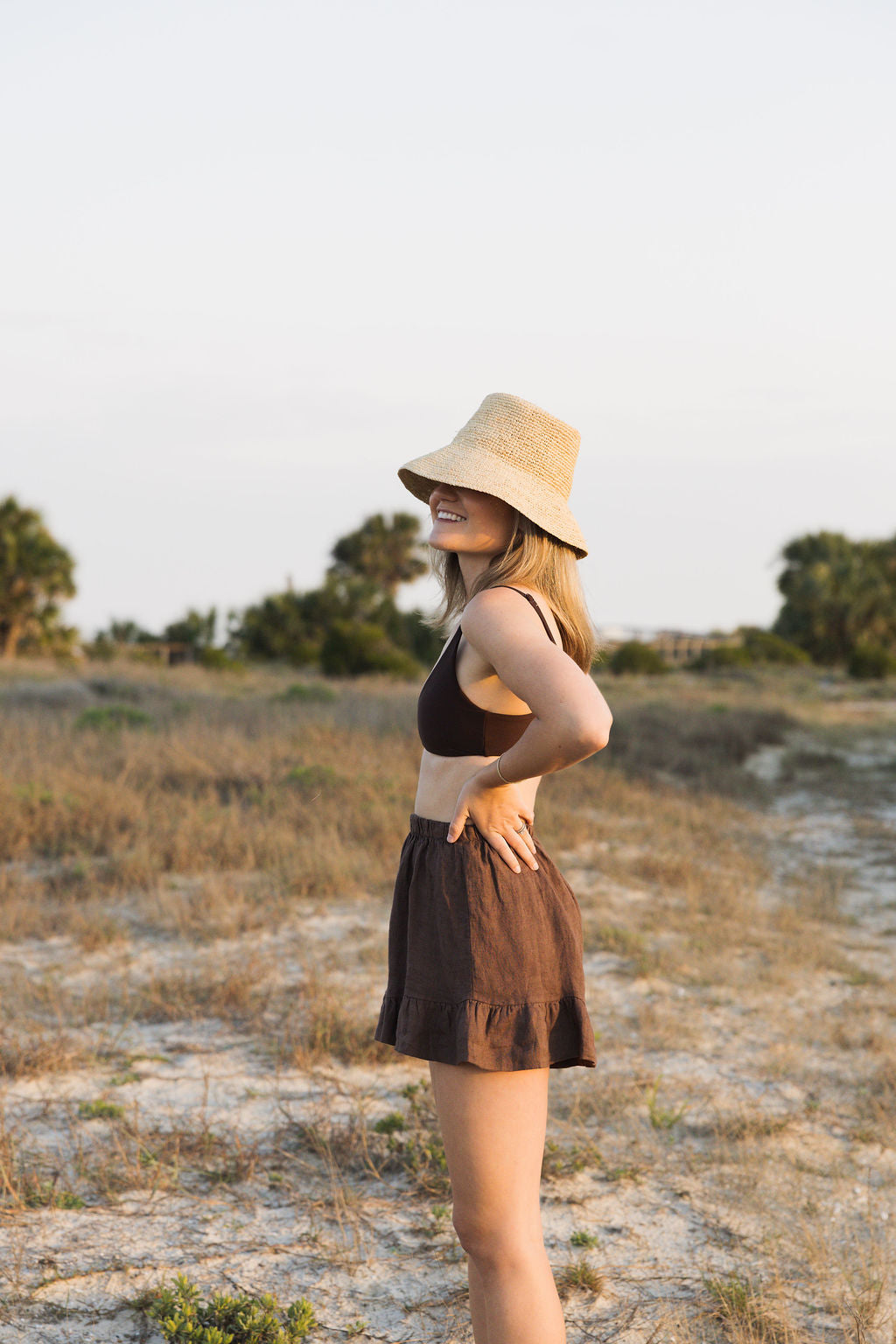 Ruffle Linen Shorts