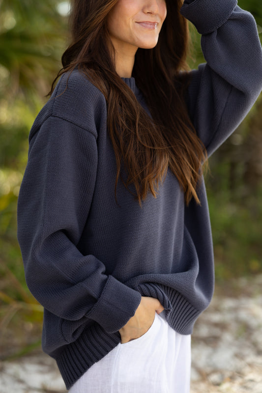 Crewneck Sweater: Navy